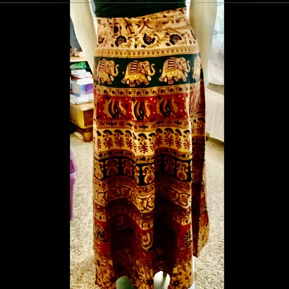BOHO WRAP SKIRT~100% SOFT INDIA COTTON~HANDMADE - Picture 5 of 9